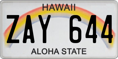 HI license plate ZAY644