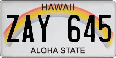 HI license plate ZAY645