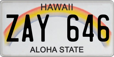 HI license plate ZAY646