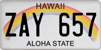 HI license plate ZAY657
