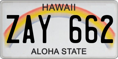 HI license plate ZAY662