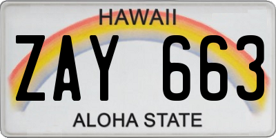 HI license plate ZAY663
