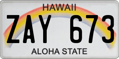 HI license plate ZAY673