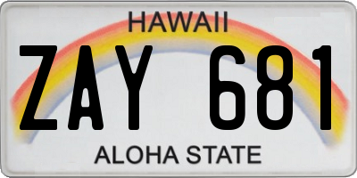 HI license plate ZAY681