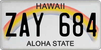 HI license plate ZAY684