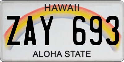 HI license plate ZAY693