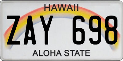 HI license plate ZAY698
