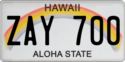 HI license plate ZAY700