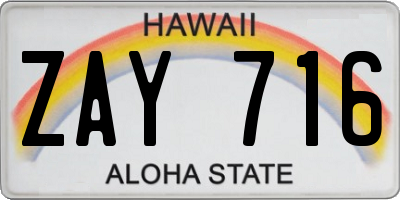 HI license plate ZAY716
