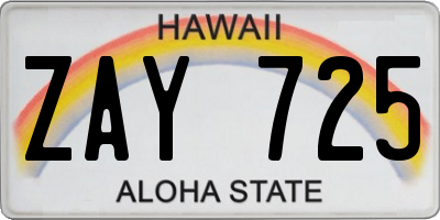 HI license plate ZAY725