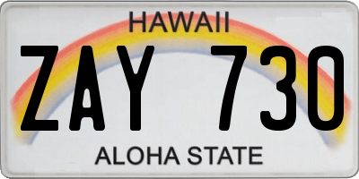 HI license plate ZAY730