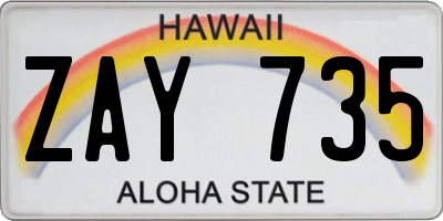 HI license plate ZAY735