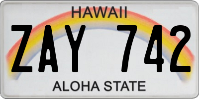 HI license plate ZAY742