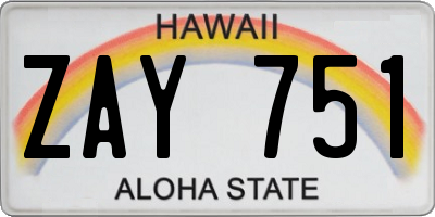 HI license plate ZAY751