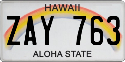 HI license plate ZAY763