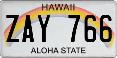 HI license plate ZAY766