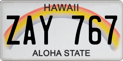 HI license plate ZAY767