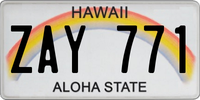 HI license plate ZAY771