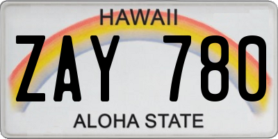 HI license plate ZAY780