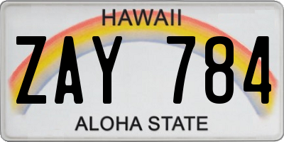 HI license plate ZAY784