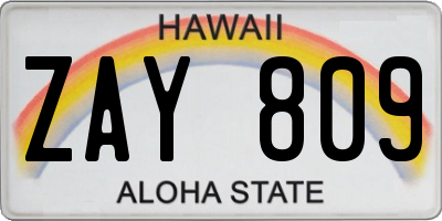HI license plate ZAY809
