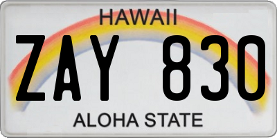 HI license plate ZAY830