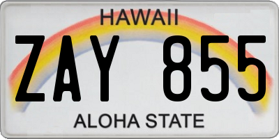 HI license plate ZAY855