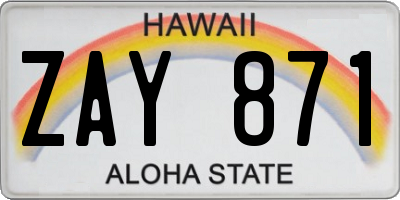 HI license plate ZAY871
