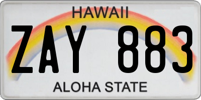 HI license plate ZAY883