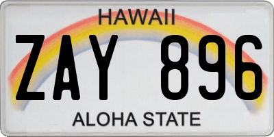 HI license plate ZAY896