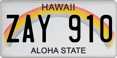 HI license plate ZAY910