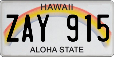 HI license plate ZAY915