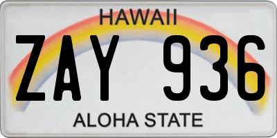 HI license plate ZAY936