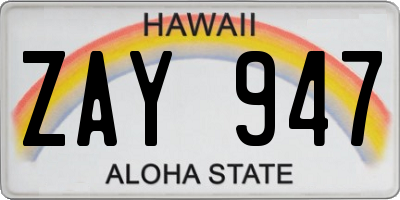 HI license plate ZAY947