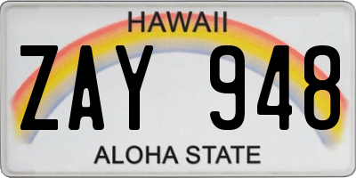 HI license plate ZAY948