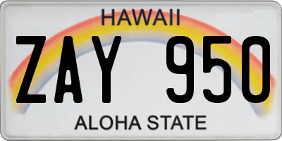 HI license plate ZAY950