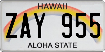 HI license plate ZAY955