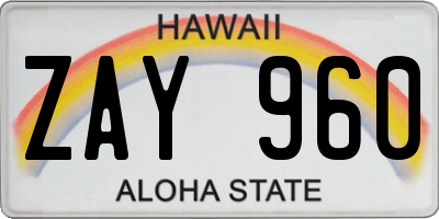 HI license plate ZAY960