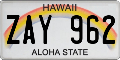 HI license plate ZAY962