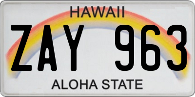 HI license plate ZAY963