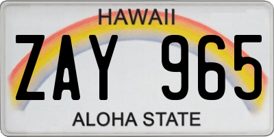 HI license plate ZAY965