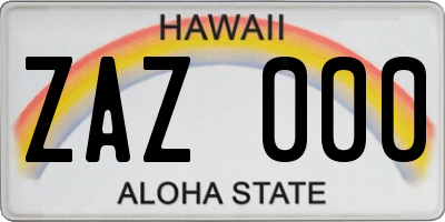 HI license plate ZAZ000