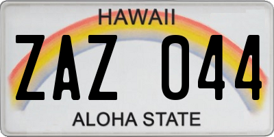 HI license plate ZAZ044