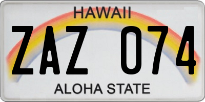 HI license plate ZAZ074