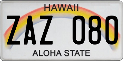HI license plate ZAZ080
