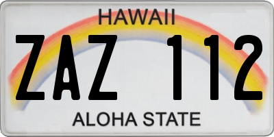 HI license plate ZAZ112