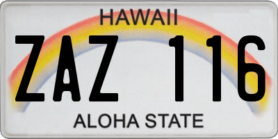 HI license plate ZAZ116