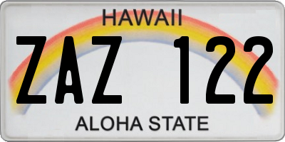 HI license plate ZAZ122