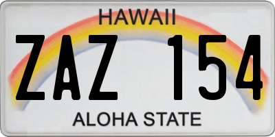 HI license plate ZAZ154