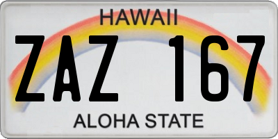 HI license plate ZAZ167